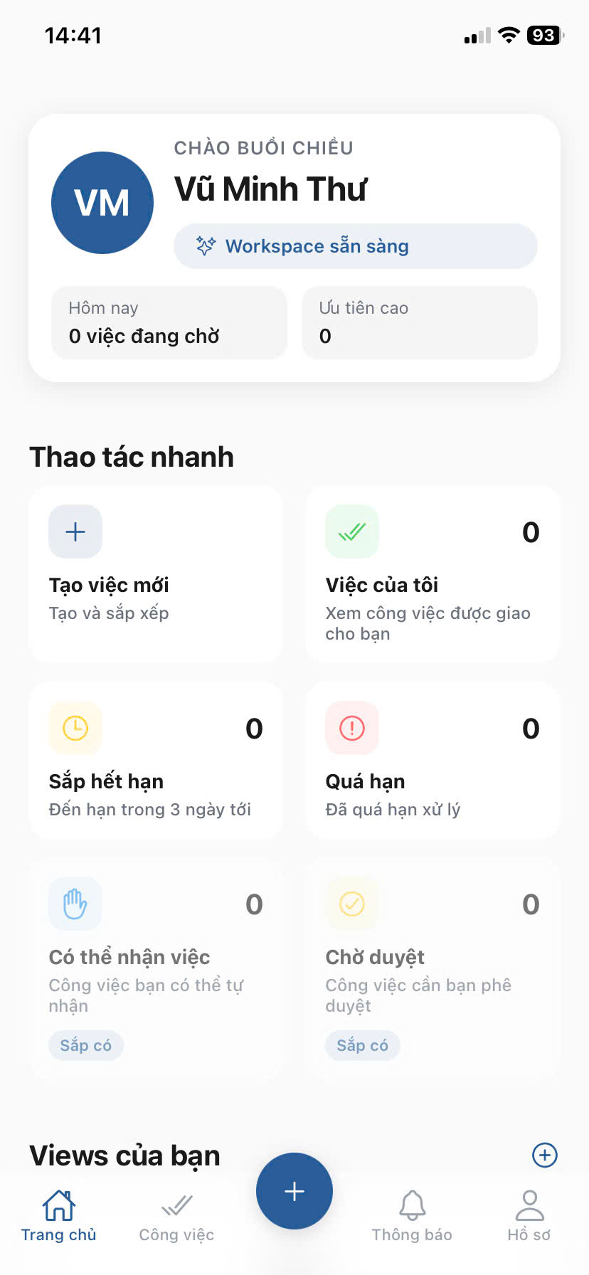 Giao diện dashboard mobile HKSpace